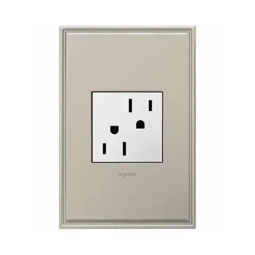 adorne 2-Module Outlet, 3 -Pole, 15 A, 125 V, Back Wiring, NEMA: 5-15R, White