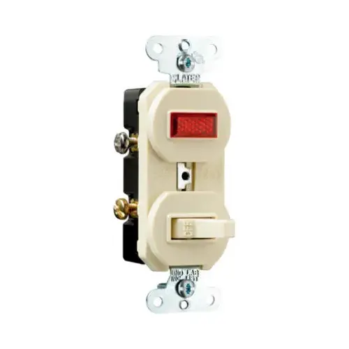 Single-Pole Switch/Pilot Light, 15-Amp, 125-Volt, Ivory