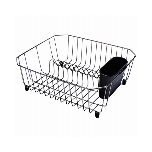 Wire Dish Drainer, Twin-Sink, Black/Chrome