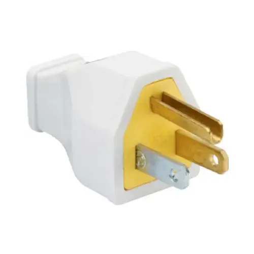 Heavy-Duty Construction Plug, Rubber, Residential, 15-Amp, 125-Volt, White