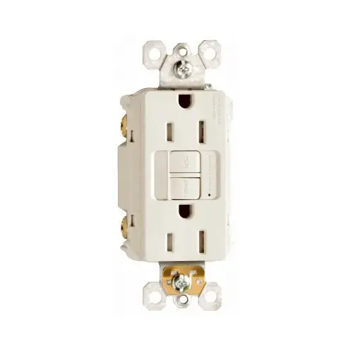 PASS & SEYMOUR 1597NTLTRLACCD4 radiant Nightlight/GFCI Receptacle, 2 -Pole, 15 A, 125 VAC, Back, Side Wiring