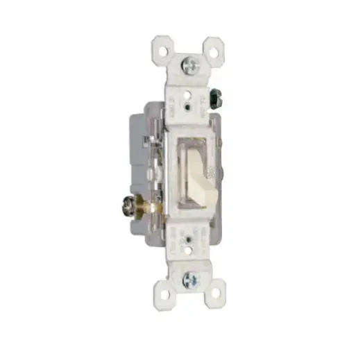 Illuminated Toggle Switch, SP, Grounding, Light Almond, 120-Volt, 15-Amp