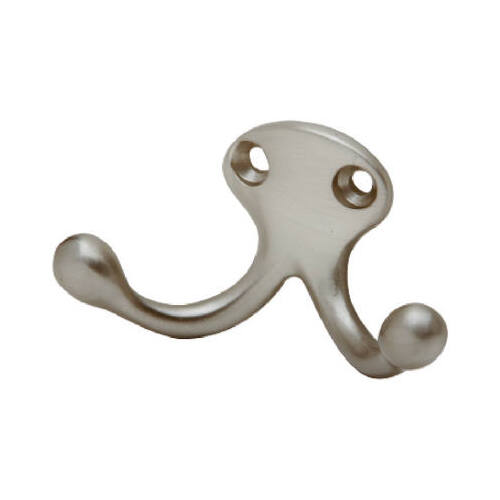 1-1/8-In. Satin Nickel Double Clothes Hook