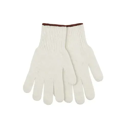 String Knit Poly/Cotton Gloves, White, Men's M - pack of 12