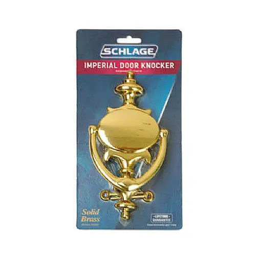 Schlage SC23107605 Door Knocker, Solid Brass, Brass, 5 in Mounting Hole