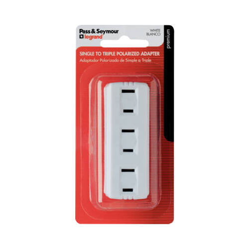 15A White Triple Plug In Adapter