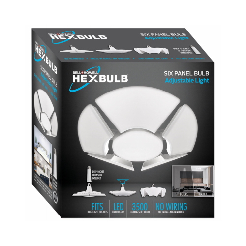 Hex Bulb Folding Socket Light, 6 Light Panels