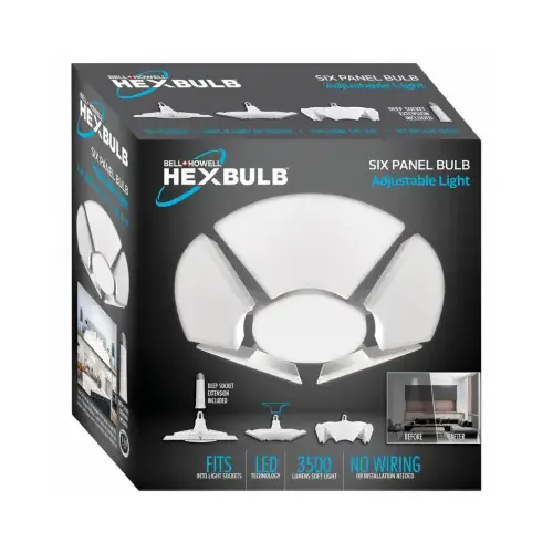 EMSON DIV. OF E. MISHON 8358 Hex Bulb Folding Socket Light, 6 Light Panels