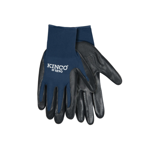 KINCO INTERNATIONAL 1890-S Nylon Nitrile Coated Gripping Gloves, Navy Blue, S