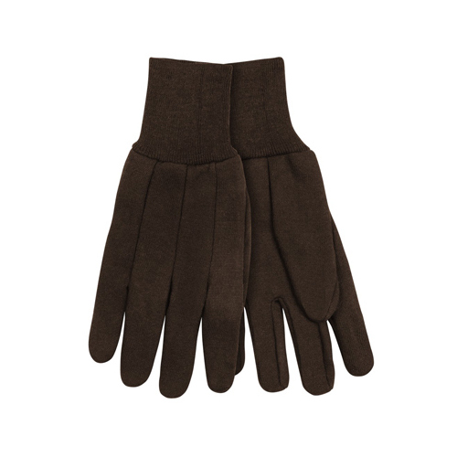 Poly/Cotton Jersey Gloves, Brown, Men's L