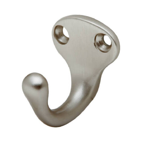 1-11/16-In. Satin Nickel Clothes Hook - pack of 5