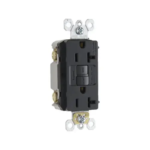 GFCI Outlet, Feed Through, Self Testing, 20A, Black