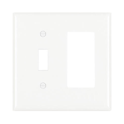 PASS & SEYMOUR TP126WCC12 1-Toggle & 1 Decorator Opening Nylon Wall Plate, White