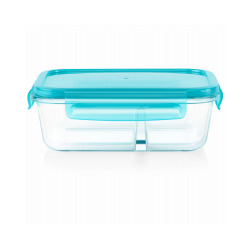 MealBox Glass Food Storage Container, 2 Compartments, 3.4 Cups - pack of 4