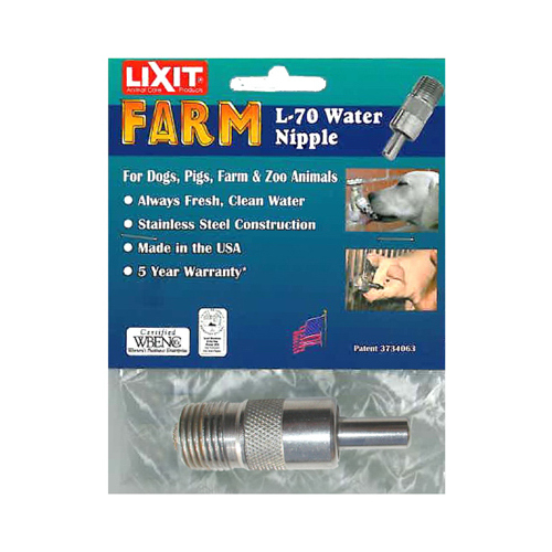 Lixit 0900 Farm Water Nipple Valve, Stainless Steel
