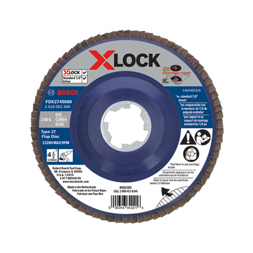 Robert Bosch Tool Corp FDX2745060 X-Lock Flap Disc, Type 27, 60-Grit, 4.5-In.