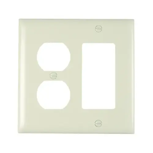 Wall Plate, 2-Gang, Decorator & Duplex, Light Almond Nylon