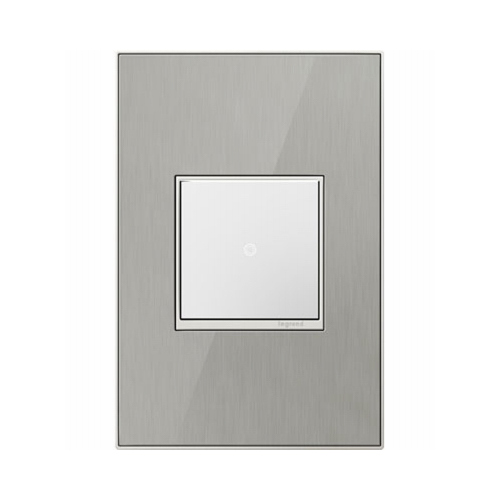 PASS & SEYMOUR AWM1G2MS4 Wall Plate, 1-Gang, Brushed Stainless Mirror