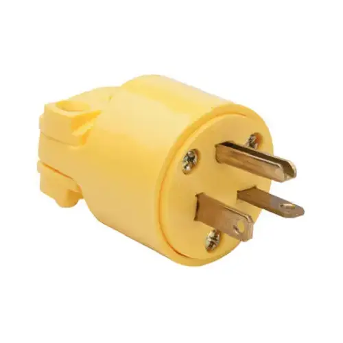 Residential Construction Plug, Yellow Vinyl, 2-Pole/3-Wire, 20A, 250-Volt