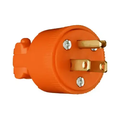 Residential Heavy-Duty Vinyl Construction Plug, Orange, 2 Pole, 3 Wire, 15-Amp., 125-Volt