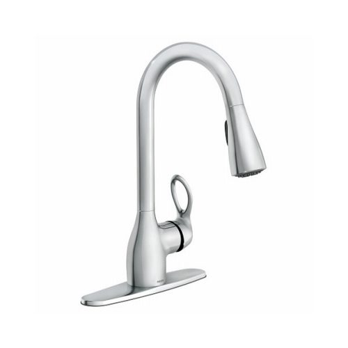 MOEN INC/FAUCETS CA87011 Kleo Single Handle, High Arc Kitchen Faucet, Pull-Down Spray, Chrome