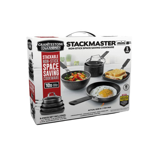 EMSON DIV. OF E. MISHON 2716 Granite Stone Stackmaster Cookware Set, 5-Pc.