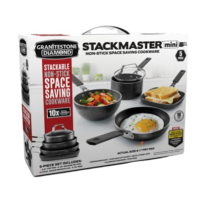 EMSON DIV. OF E. MISHON 2716 Granite Stone Stackmaster Cookware Set, 5-Pc.