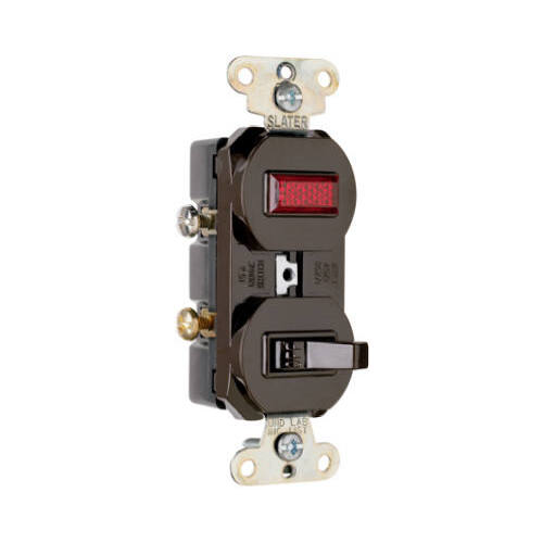 Switch & Pilot Light, Single-Pole, Brown, 15-Amp, 120/125-Volt