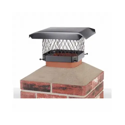 SHELTER SC99 Chimney Cap, Steel, Black, Powder-Coated, Fits Duct Size: 7-1/2 x 7-1/2 to 9-1/2 x 9-1/2 in