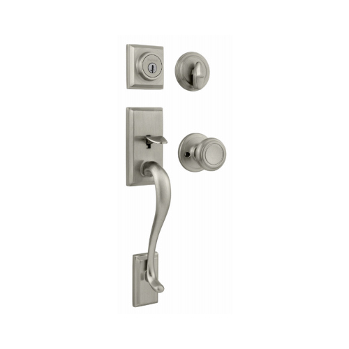 Kwikset 800HEXCN 15 SMT CP Hawthorne x Cameron Handleset, Satin Nickel