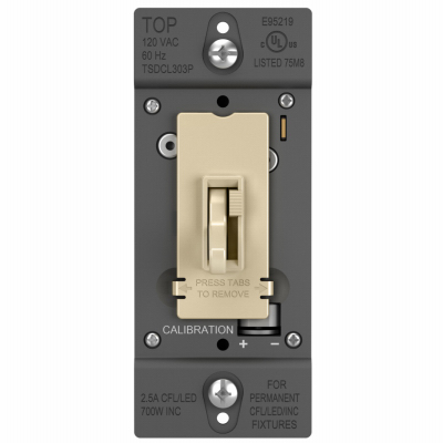 PASS & SEYMOUR TSDCL303PICCV6 Legrand Toggle Slide Dimmer, 300-Watt, CFL/LED/Incandescent, Ivory