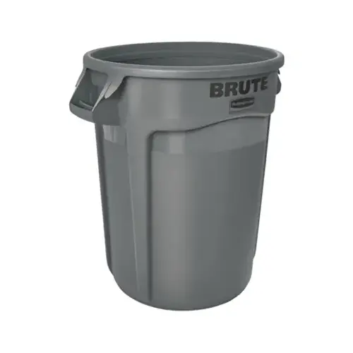 BRUTE  Round Container without Lid, 20 gal, Heavy-Duty Plastic, Gray