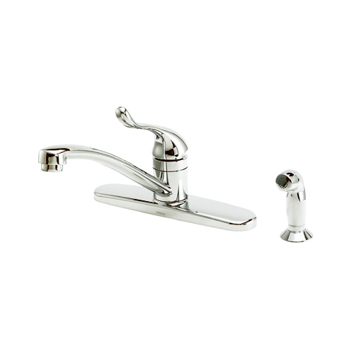 Adler Series Kitchen Faucet, 1.5 gpm, 4-Faucet Hole, Brass/Metal, Chrome Plated, Deck Mounting, Lever Handle