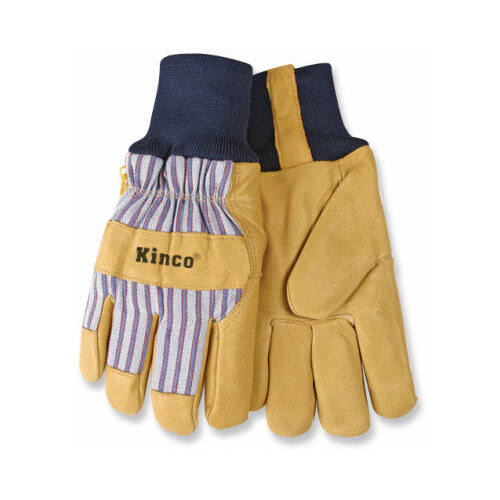 Heatkeep 1927KW-L Protective Gloves, Men's, L, Wing Thumb, Knit Wrist Cuff, Blue/Tan