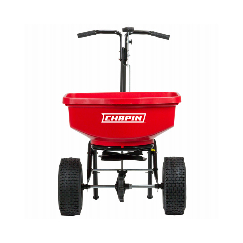 Contractor Turf Spreader, 80 lb Capacity, Powder-Coated Steel Frame, Poly Hopper, Pneumatic Wheel