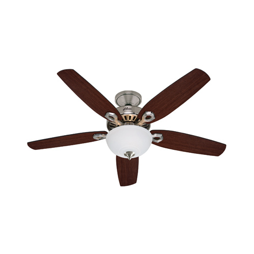 Hunter 53090 Ceiling Fan, 5-Blade, Brazilian Cherry/Stained Oak Blade, 52 in Sweep, 3-Speed, With Lights: Yes
