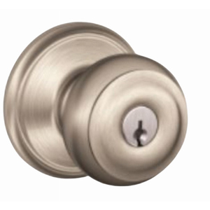 SCHLAGE F40 GEO 608 Georgian Knob Bed and Bath, Satin Brass