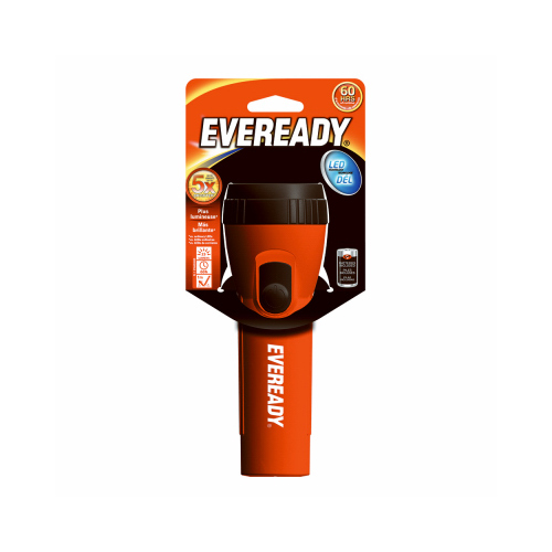 Eveready EVEL15HS Flashlight, D Battery, Carbon Zinc Battery, LED Lamp, 9 Lumens, 57 m Beam Distance, 60 hr Run Time