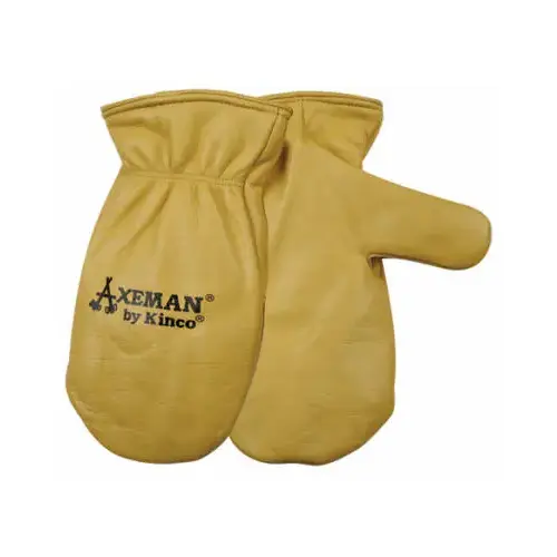 AXEMAN 1930-XL Mitt Shell Safety Gloves, Men's, XL, Wing Thumb, Easy-On Cuff, Cowhide Leather, Tan
