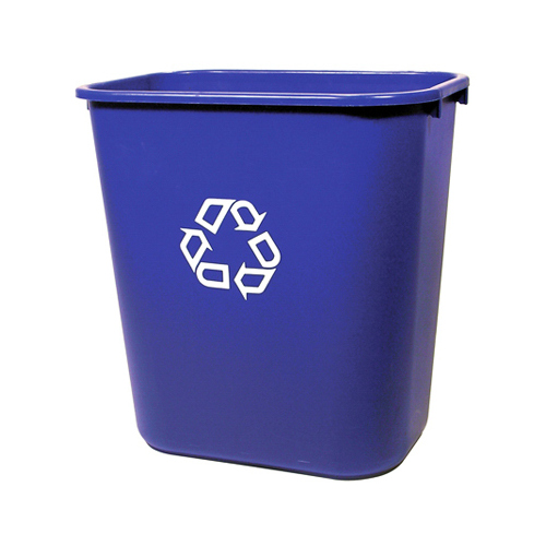 Deskside Waste Basket, 28.125 qt Capacity, Polyethylene, Blue