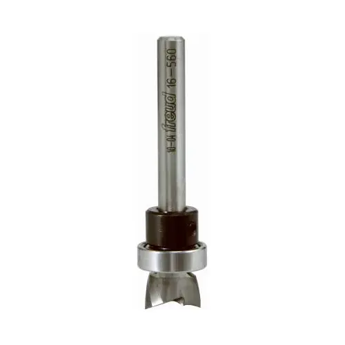 Router Bit, 1/2 in Dia Cutter, 2-7/16 in OAL, 1/4 in Dia Shank, 2-Cutter, Carbide