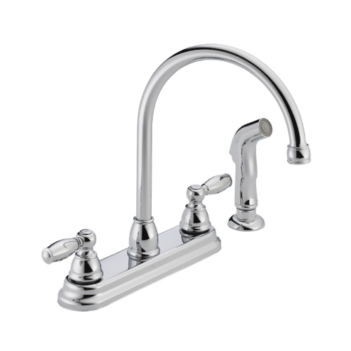 Peerless Claymore Series Kitchen Faucet, 1.8 gpm, 2-Faucet Handle, Chrome Plated, Deck Mounting