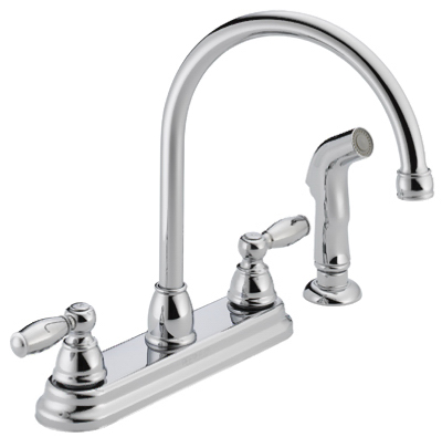 Delta P299575LF Peerless Claymore Series Kitchen Faucet, 1.8 gpm, 2-Faucet Handle, Chrome Plated, Deck Mounting