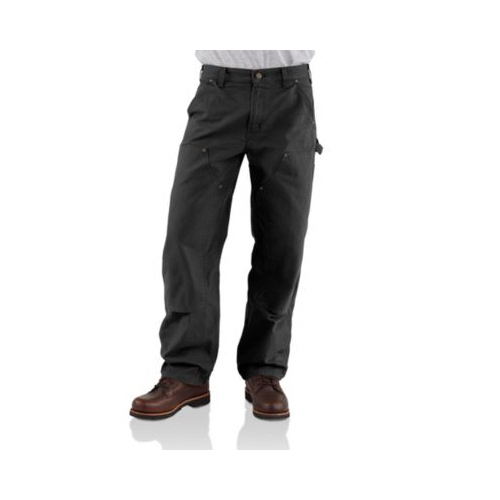 CARHARTT B136-BLK-32X30 Dungaree Double-Front Work Pants, Washed Duck, Loose Original Fit, Black, 32 x 30-In.