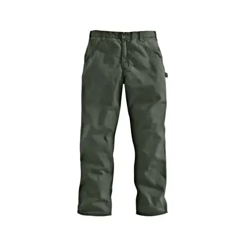 CARHARTT B11-MOS-34X34 Dungaree Work Pants, Washed Duck, Loose Original Fit, Moss, 34 x 34-In.