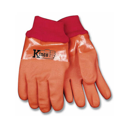 Winter Full PVC Gloves, Lined, Amber Color, Men's L