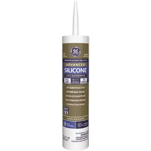 GE 2811093 Advanced 10.1 oz. White Exterior/Interior Silicone 2-Window and Door Sealant - pack of 12