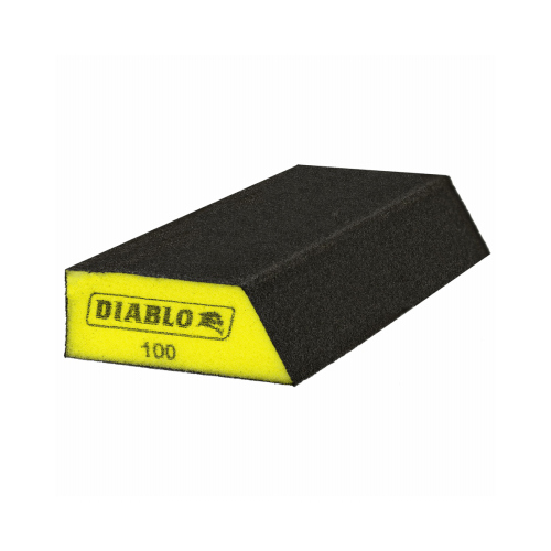 Diablo DFBANGBFIN02G Sanding Sponge, 8 in L, 3 in W, 100 Grit, Fine, Aluminum Oxide Abrasive Black/Yellow - pack of 2