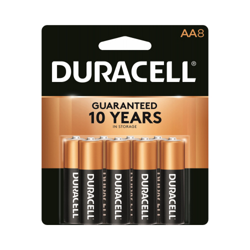 DURACELL 4133382501 COPPERTOP Battery, 1.5 V Battery, AA Battery, Alkaline, Manganese Dioxide - pack of 8