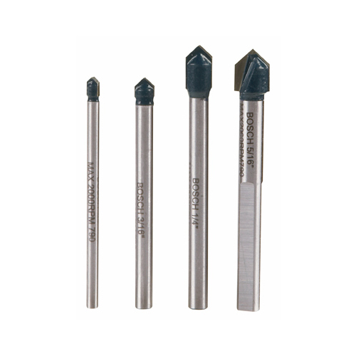 Glass and Tile Bit Set Carbide Tipped 3-Flat Shank